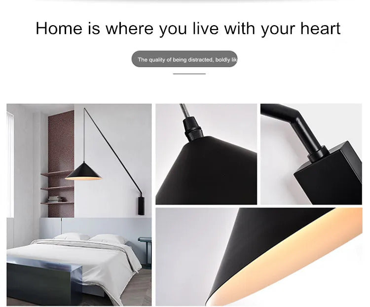 Nordic black Fishing simple Wall lamp Swing long Arm wall light loft sconce lighting