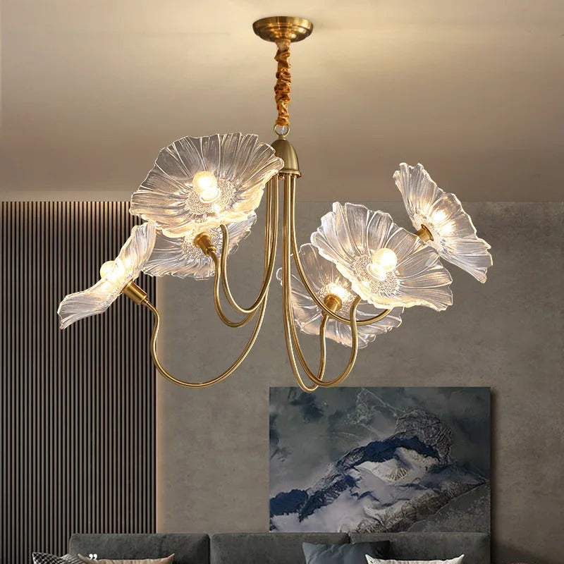 Lotus Flower Chandelier Modern Glass Flowers Led Chandelier