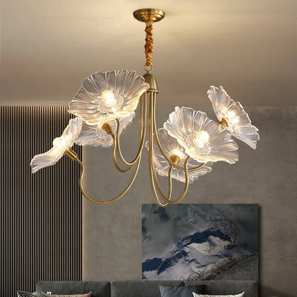 Lotus Flower Chandelier Modern Glass Flowers Led Chandelier