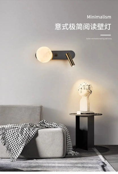 Nordic minimalist bedside wall light Modern moon with spotlights Adjustable wall lamps