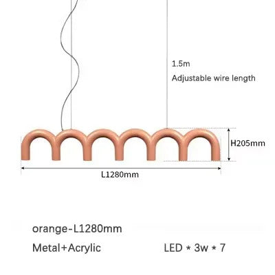 Oblure Arch Chandelier Post Modern Design Pendant Light for Coffee living Room Kitchen U shaped Lamp Blue Metal macaron lamp