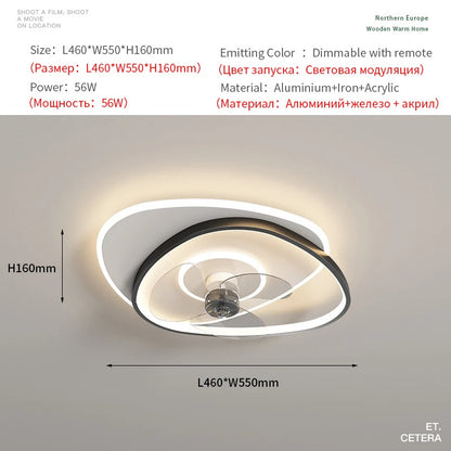 Electric Fan Light Modern LED Ceiling Lamp Living Room Light