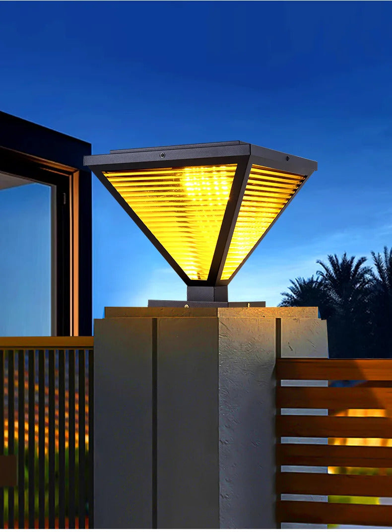 Outdoor Solar Tapered Pillar Lights Light Control Garden Light Sensor Outdoor Waterproof lamp