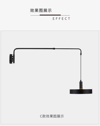 Nordic Swing Arm Black Wall Light Modern corner living room long Adjustable Wall lamp