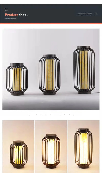 Outdoor courtyard waterproof floor lamp Wabi sabi Solar Balcony ambient birdcage Standing light