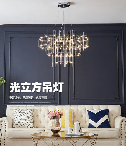 Luxury Stainless Steel Chandelier Modern Chrome LED Firefly Ceiling Chandelier