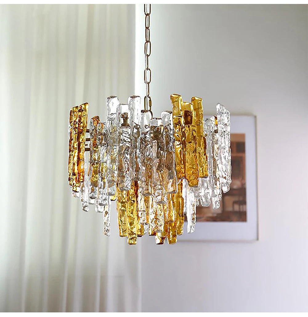 Modern Melting Ice Whiskey chandelier Italy Designer Luxury crystals Amber pendant lamps