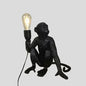 Art creative monkey Pendant lamp White black Resin animal hemp rope wall lamp