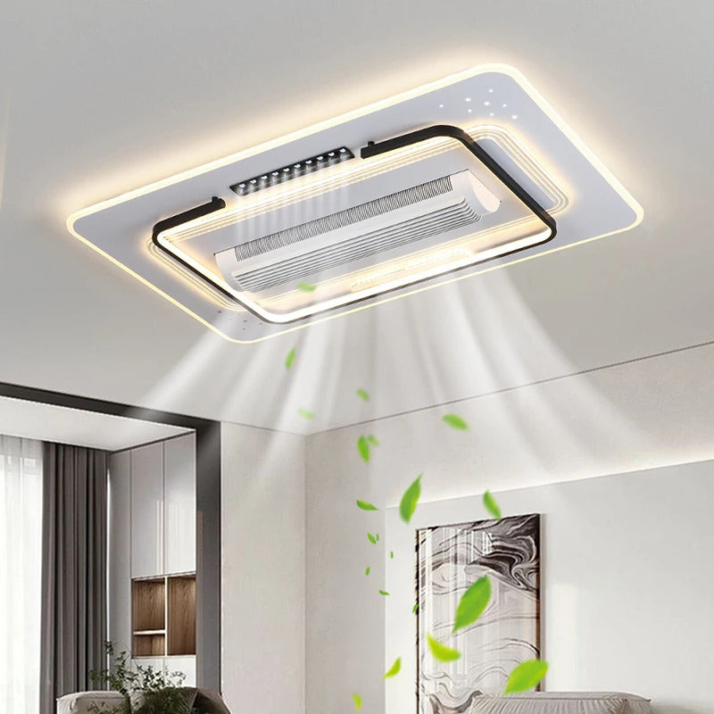 Invisible Bladeless Ceiling Fan LED Remote Control Living Room Dimmable Bladeless Fan Lamp