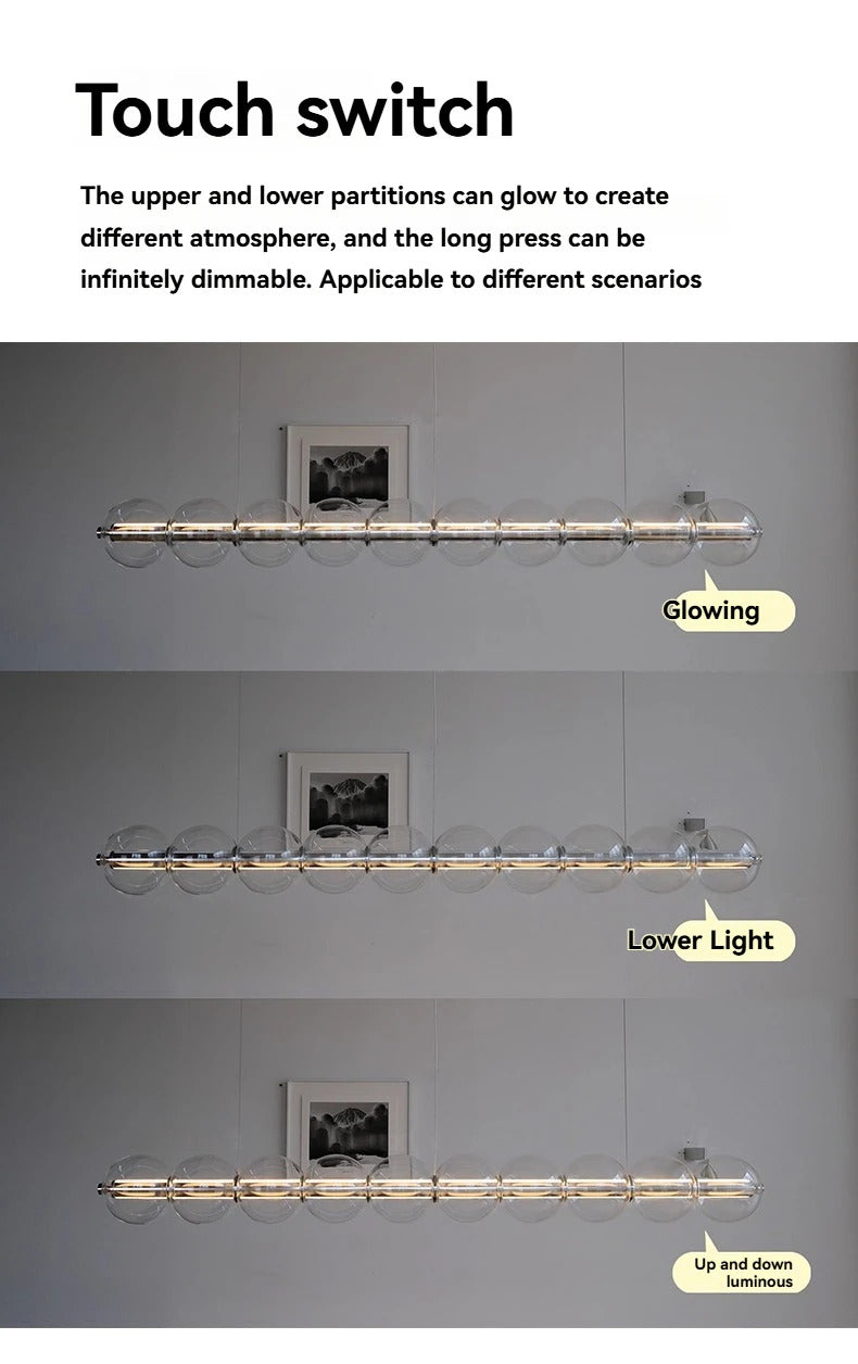 Italian Glass Bubble Pendant Light Dining Room Table Luce Sferica Glass Linear Lights Chandelier for Kitchen Island Bar Counter