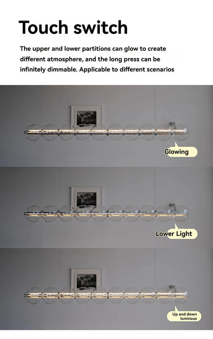 Italian Glass Bubble Pendant Light Dining Room Table Luce Sferica Glass Linear Lights Chandelier for Kitchen Island Bar Counter
