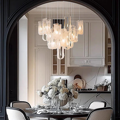 Nordic Cream Style Glass Pendant Lamp Luxury stair chandelier