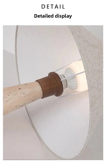 Yellow Travertine Fabric Art Table Lamp Japanese Stone Table Lamp