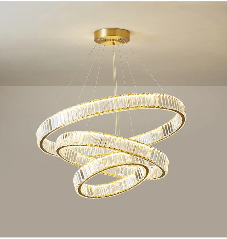 Luxury Crystal LED Pendant Lights Home Villa Living Room Dimmable Lighting Lustre Decoration Ceiling Chandelier Lamps Fixtures