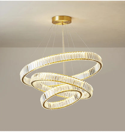 Luxury Crystal LED Pendant Lights Home Villa Living Room Dimmable Lighting Lustre Decoration Ceiling Chandelier Lamps Fixtures