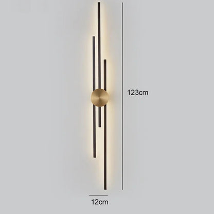 Modern Long Wall Lamp luxury minimalist black gold background LED Wall lights