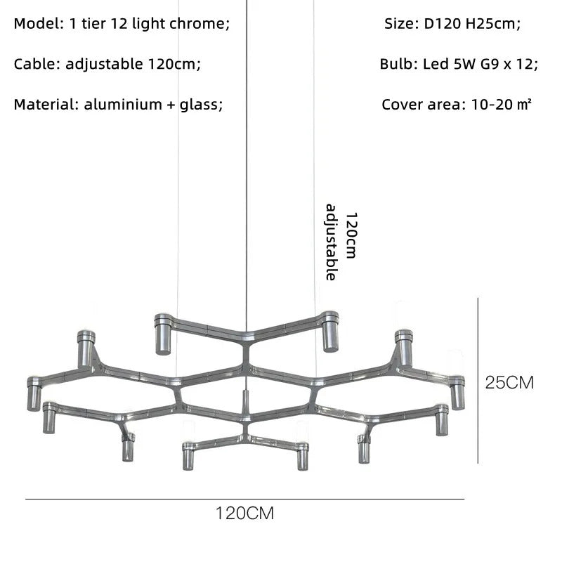 Crown Major Chandelier Nordic Tube Silver Chandelier Modern Led Luxury Chandelier