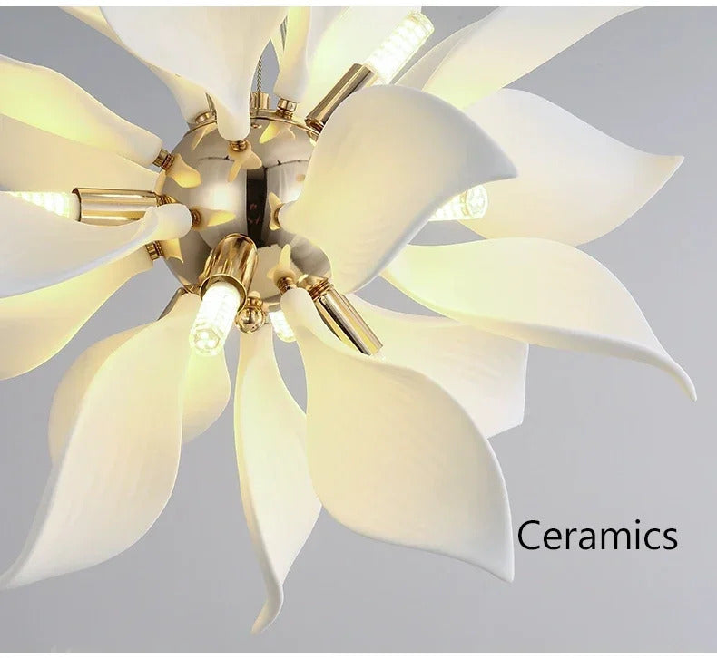 Nordic Petal chandelier Luxury Ceramic Pendant Lamp