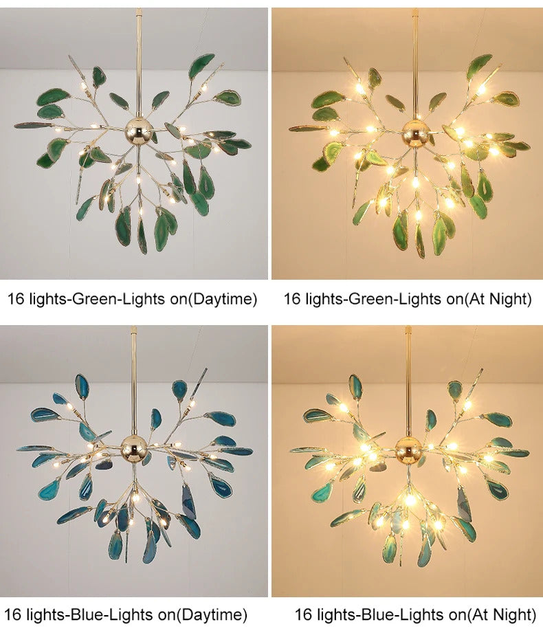 LED agate chandelier blue/green/purple/pink romantic chandelier