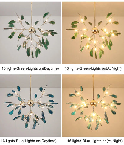 LED agate chandelier blue/green/purple/pink romantic chandelier
