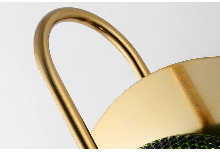 Nordic Retro round glass wall lamp Modern luxury metal plate Green Crystal wall light