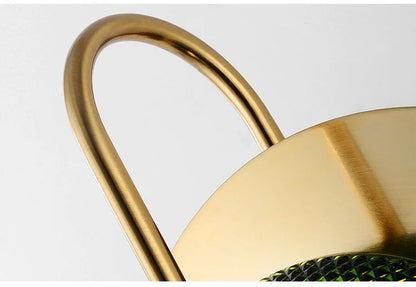 Nordic Retro round glass wall lamp Modern luxury metal plate Green Crystal wall light