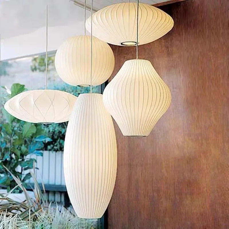 Japanese pendant light white design minimalist lamp Silk Cloth Light