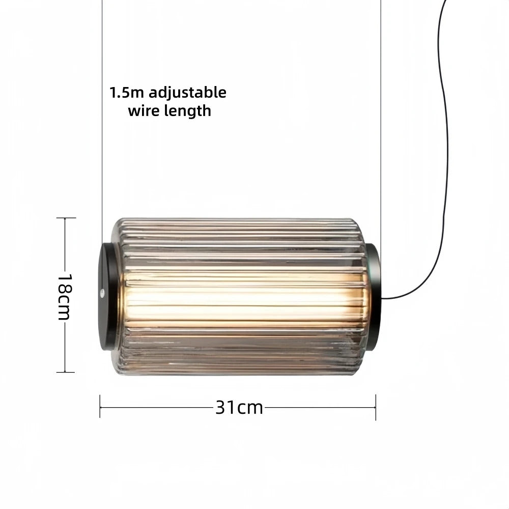 Restaurant Long Stripe Pendant Light Smoke Gray Glass Lampshade Nordic Led Hanging Light Living Dining Room Decor Pendant Lamp