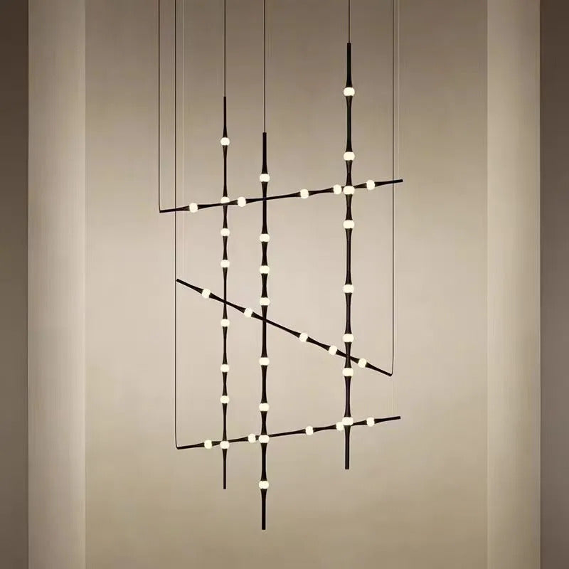 Novelty LED Aluminium long strip lamp Staircase Chandelier