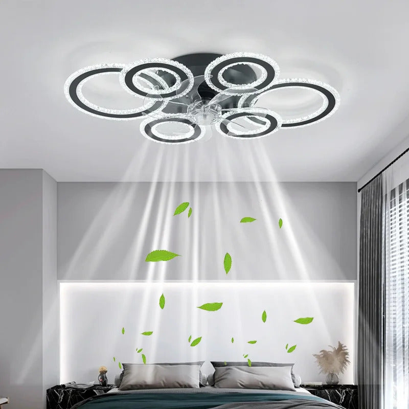 living room ceiling fan light Nordic LED remote control living room cooling fan light