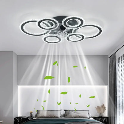 living room ceiling fan light Nordic LED remote control living room cooling fan light