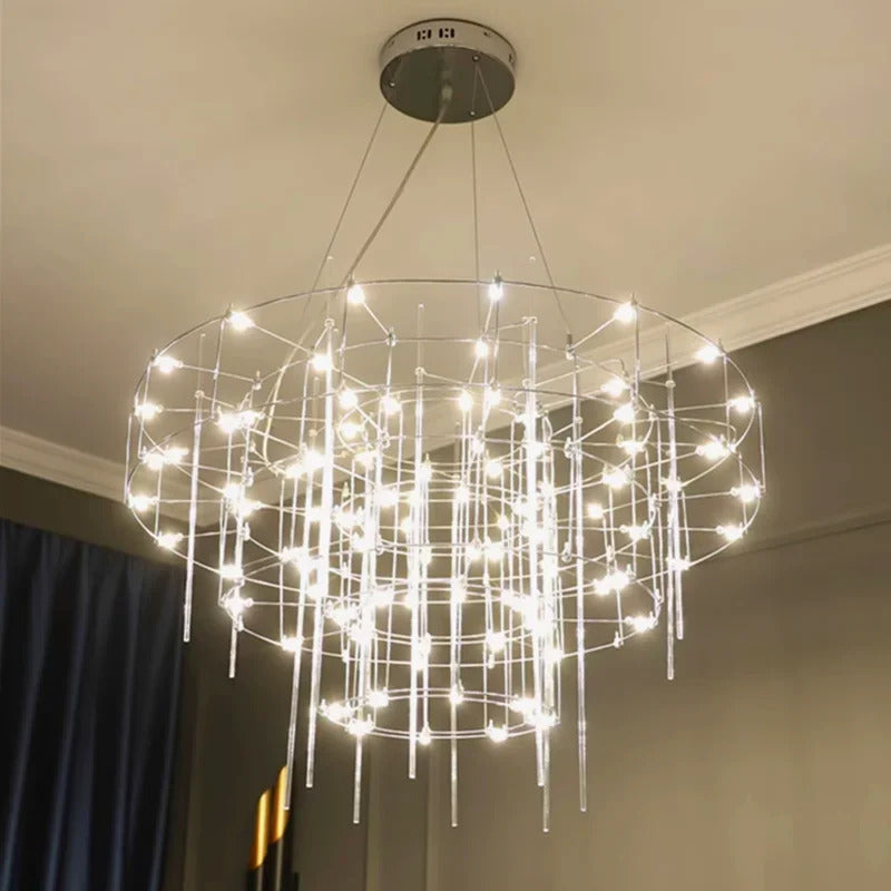 Luxury Stainless Steel Chandelier Modern Chrome LED Firefly Ceiling Chandelier
