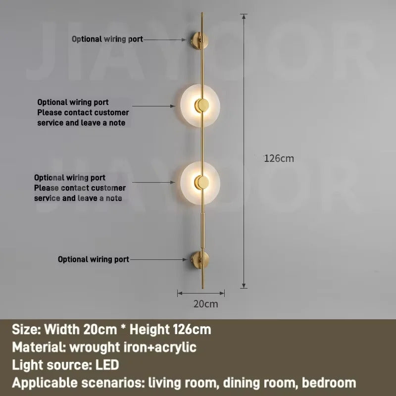 Alabaster Vertical Wall Lamp Modern Mable Wall Art Black Led Acrylic Circle Wall Lamp