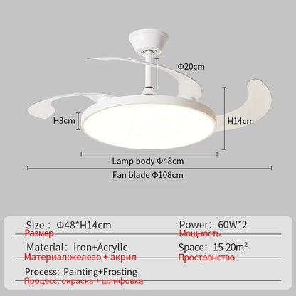 Ceiling Fan With Light Modern Remote Smart Invisible Ceiling Fan Bedroom Lamp