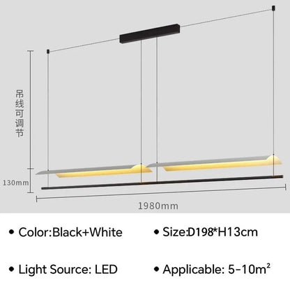 Nordic minimalist Linear Chandelier Modern black white industrial long Pendant Lamp