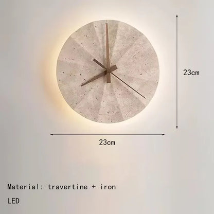 Creative Cave Stone Clock Wall Lamp Wabi Sabi Background Wall Light sconce