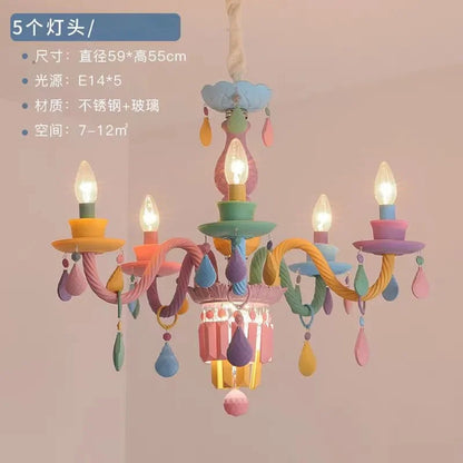 European Children rainbow chandelier Bedroom Princess room kawaii light