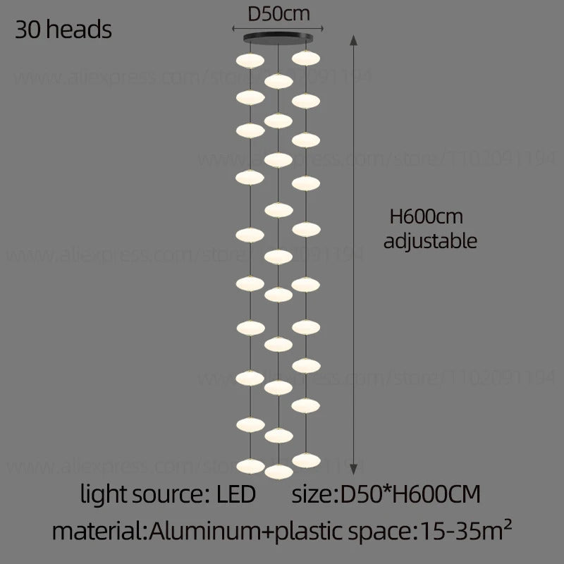 Modern villa Staircase Chandelier Nordic Oval String Ball Duplex Building LED pendant Light