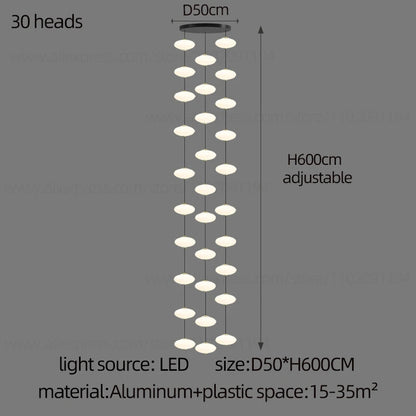 Modern villa Staircase Chandelier Nordic Oval String Ball Duplex Building LED pendant Light