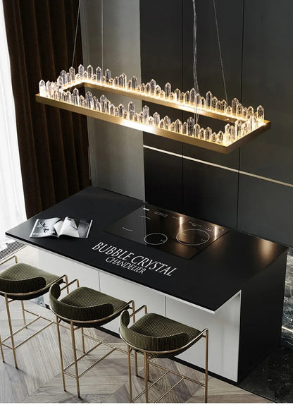 Modern Luxury Crystal Ring chandeliers Round black golden pendant lamp LED hanging light