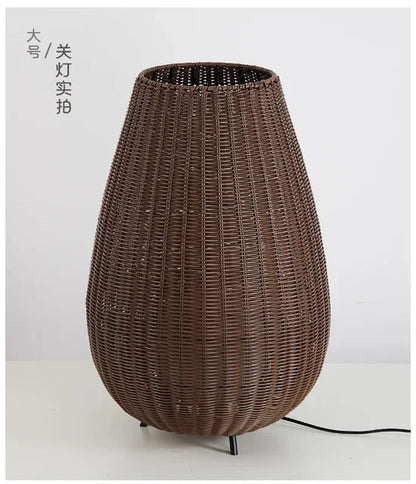 Natural handmade rattan floor lamp Japanese Outdoor waterproof Garden standing lamp