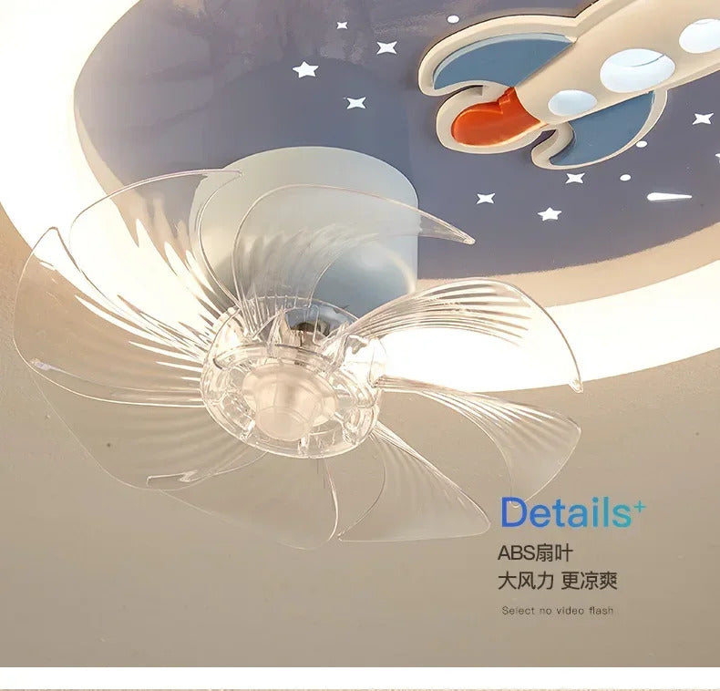 Modern Kids Room Ceiling Fan Light Cartoon Moon Astronaut children bedroom hanging Light