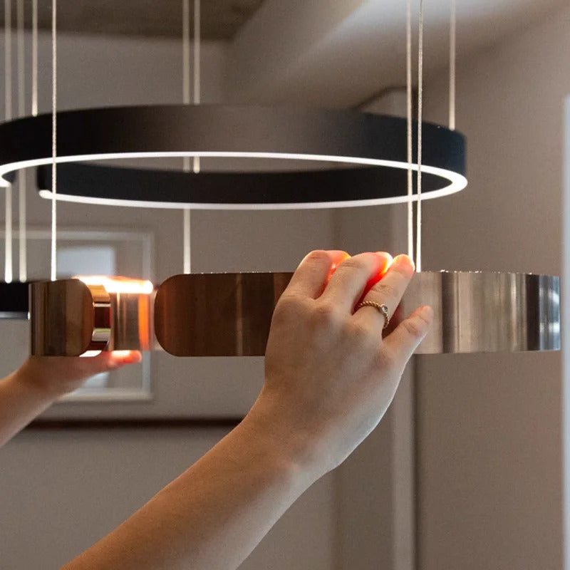 Nordic Led Ring Chandelier Modern Design Rose Gold Black White and Gold Lamp