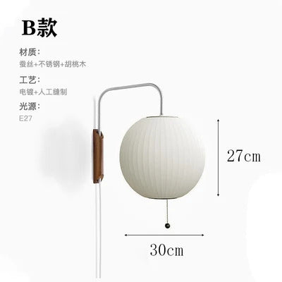 Nordic minimalist milk white wall lamp Danish designer Hand Woven Silk table light