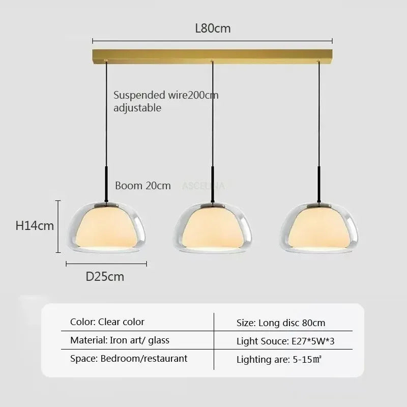 Nordic Glass Jellies Design Hanging Lamp Indoor Dining Living Room Pendant Light