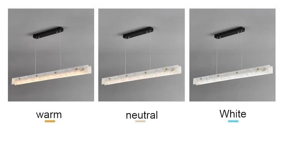Luxury Linear Pendant Light LED Minimalist Natural Marble Chandelier Hanging Ceiling Fixtures for Kitchen Island Dining Room Bar