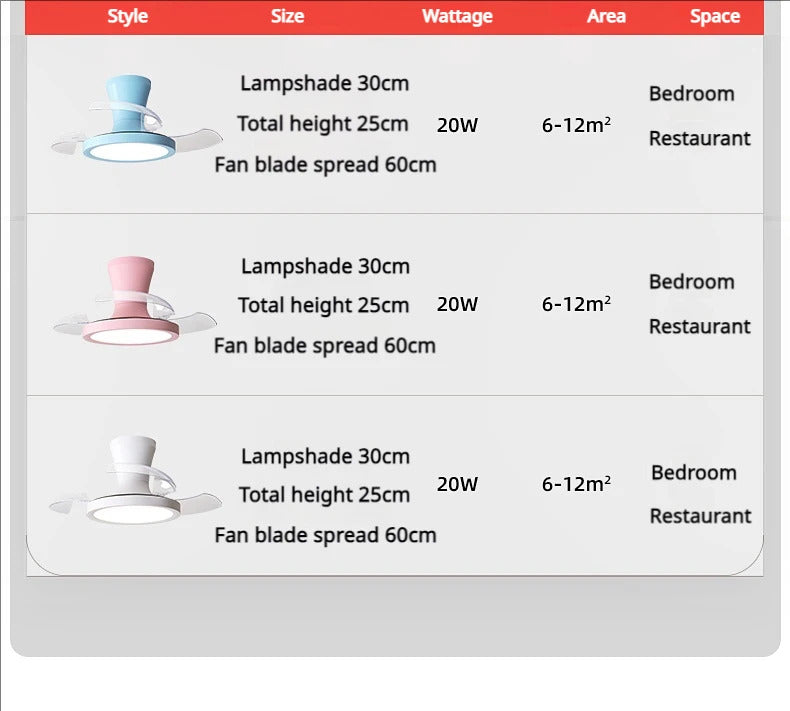Children'S Room Invisible Fan Light Bedroom Quiet Ceiling Fan Light