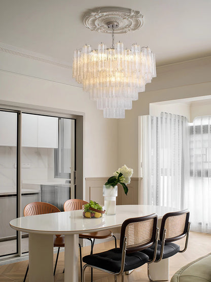 Pink Clear Glass Tube French Design Led Chandelier Lighting Hanging Lamp Lustre Suspension Luminaire Lamp For Dinning Room Decor