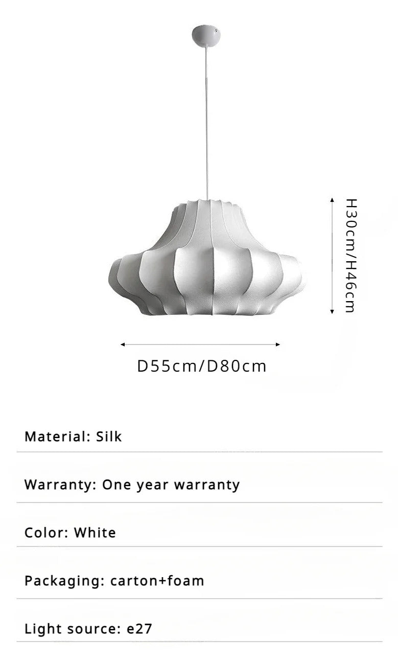 Nordic Silk Led Pendant Lights for Living Dining Room Food Tables Study Bedroom Chandelier Home Decor Hanging Light Fixture