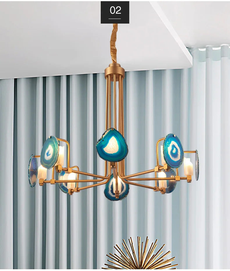 Two Tier Agate Nordic creative chandelier post-modern art deco lamp